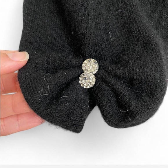 Black Cashmere cropped cardigan jacket with cream mink fur collar - Picture 7 of 8